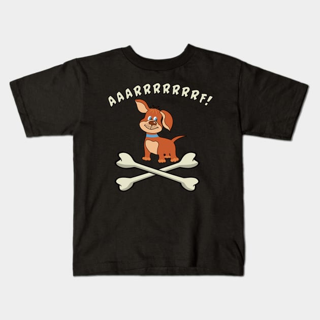 Cute Pirate Dog with Crossbones Kids T-Shirt by Scarebaby